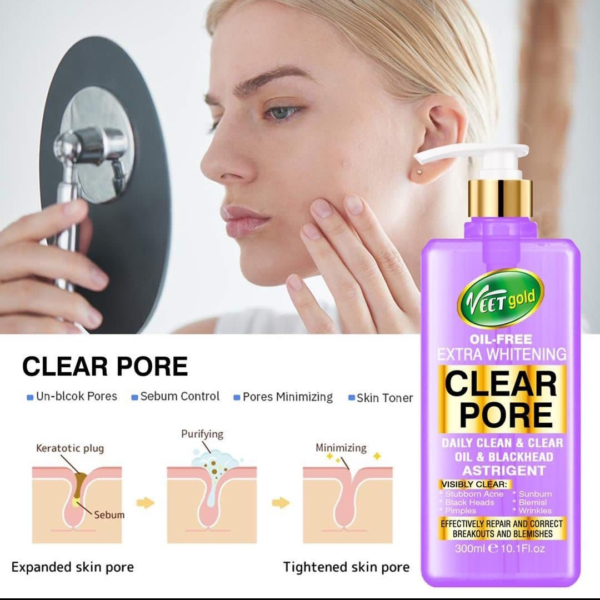 VEETGOLD CLEAR PORE ASTRINGENT OIL-FREE TONER SERUM 300ML